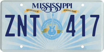 MS license plate ZNT417