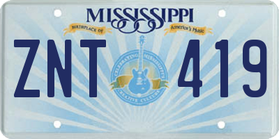 MS license plate ZNT419