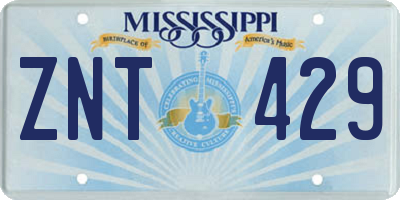 MS license plate ZNT429