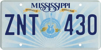 MS license plate ZNT430