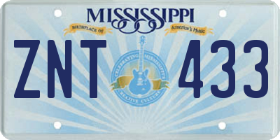 MS license plate ZNT433