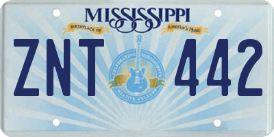 MS license plate ZNT442