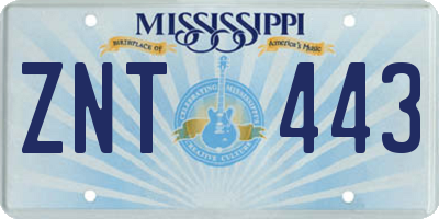 MS license plate ZNT443