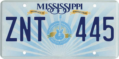 MS license plate ZNT445