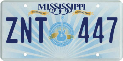 MS license plate ZNT447