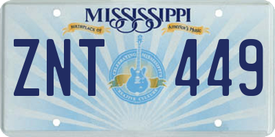 MS license plate ZNT449