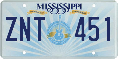 MS license plate ZNT451