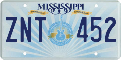 MS license plate ZNT452
