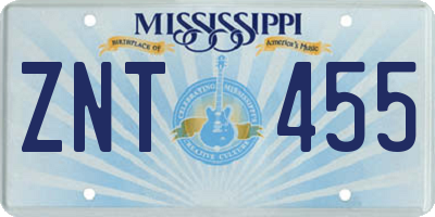 MS license plate ZNT455