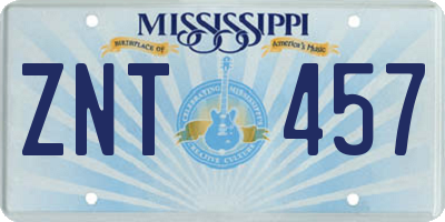MS license plate ZNT457