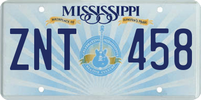 MS license plate ZNT458