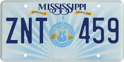 MS license plate ZNT459