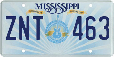 MS license plate ZNT463