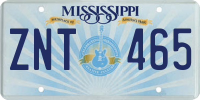 MS license plate ZNT465