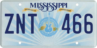 MS license plate ZNT466