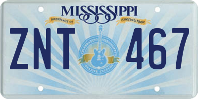 MS license plate ZNT467