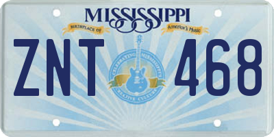 MS license plate ZNT468