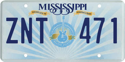 MS license plate ZNT471