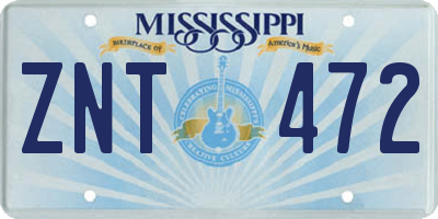 MS license plate ZNT472