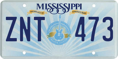 MS license plate ZNT473