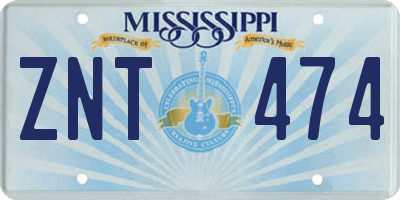 MS license plate ZNT474