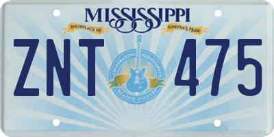 MS license plate ZNT475