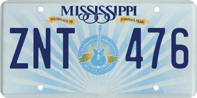 MS license plate ZNT476