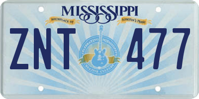 MS license plate ZNT477