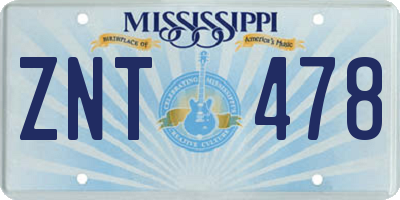 MS license plate ZNT478