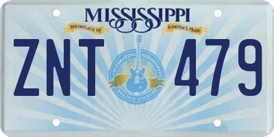 MS license plate ZNT479