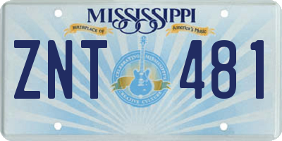 MS license plate ZNT481