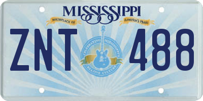 MS license plate ZNT488