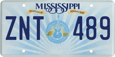 MS license plate ZNT489
