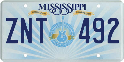 MS license plate ZNT492