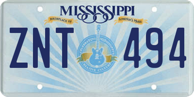 MS license plate ZNT494