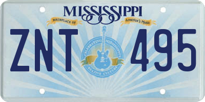 MS license plate ZNT495