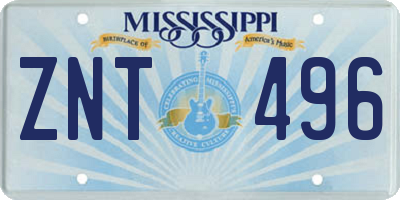 MS license plate ZNT496