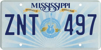 MS license plate ZNT497