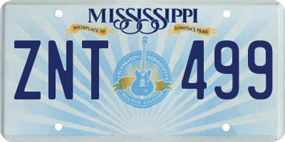 MS license plate ZNT499