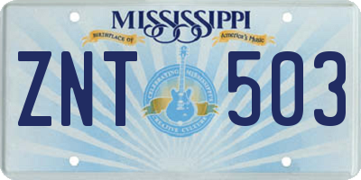 MS license plate ZNT503