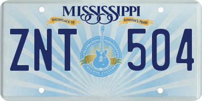 MS license plate ZNT504