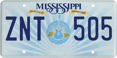 MS license plate ZNT505