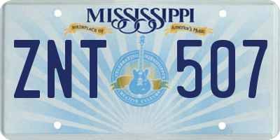 MS license plate ZNT507