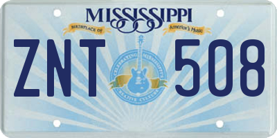 MS license plate ZNT508