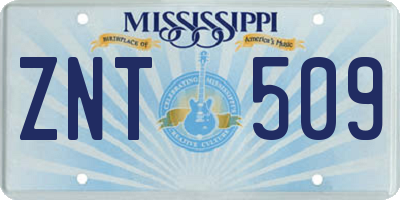 MS license plate ZNT509