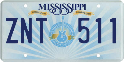 MS license plate ZNT511