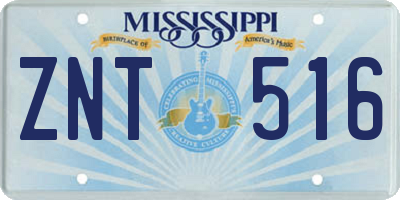 MS license plate ZNT516