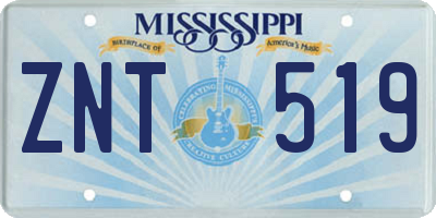 MS license plate ZNT519