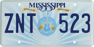 MS license plate ZNT523
