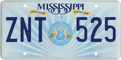 MS license plate ZNT525